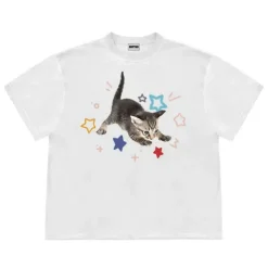 Aesthetic T-Shirts & Graphic Tees*Boogzel Clothing Kitten and Stars T-Shirt