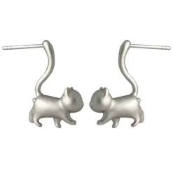Earrings*Boogzel Clothing Kitten Stud Earrings Silver