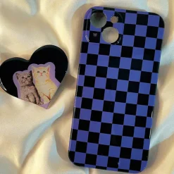 Iphone Cases*Boogzel Clothing Kitty Checkerboard iPhone Case Purple/black