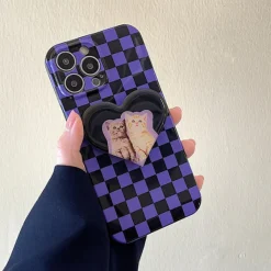 Iphone Cases*Boogzel Clothing Kitty Checkerboard iPhone Case Purple/black
