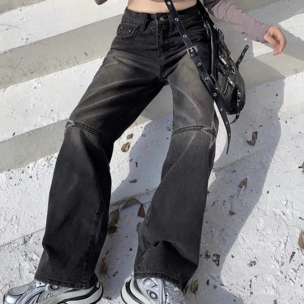 Jeans*Boogzel Clothing Knee Star Jeans Black
