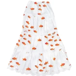 Skirts*Boogzel Clothing Koi Fish Maxi Skirt White/orange