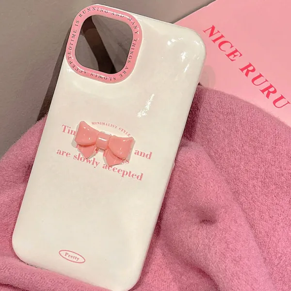 Iphone Cases*Boogzel Clothing Korean Aesthetic Bow iPhone Case White/pink