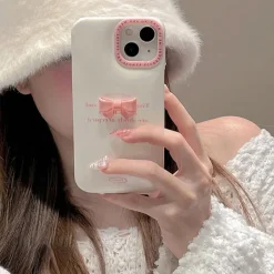 Iphone Cases*Boogzel Clothing Korean Aesthetic Bow iPhone Case White/pink
