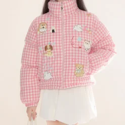 Coats & Jackets*Boogzel Clothing Korean Aesthetic Checker Puffer Jacket