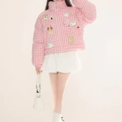 Coats & Jackets*Boogzel Clothing Korean Aesthetic Checker Puffer Jacket