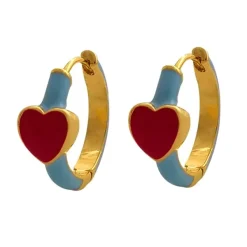 Earrings*Boogzel Clothing Korean Aesthetic Heart Earrings Gold/blue
