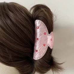 Hair Accessories*Boogzel Clothing Korean Heart Rhinestone Hair Claw Pink