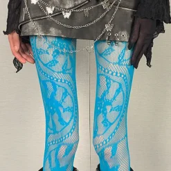 Other*Boogzel Clothing Lace Pattern Tights in Blue