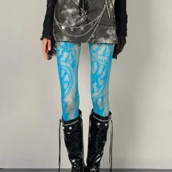 Other*Boogzel Clothing Lace Pattern Tights in Blue