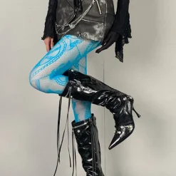 Other*Boogzel Clothing Lace Pattern Tights in Blue