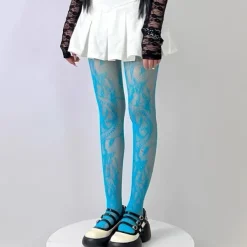 Other*Boogzel Clothing Lace Pattern Tights in Blue