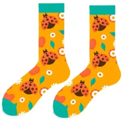 Socks*Boogzel Clothing Ladybug Print Socks Orange/green