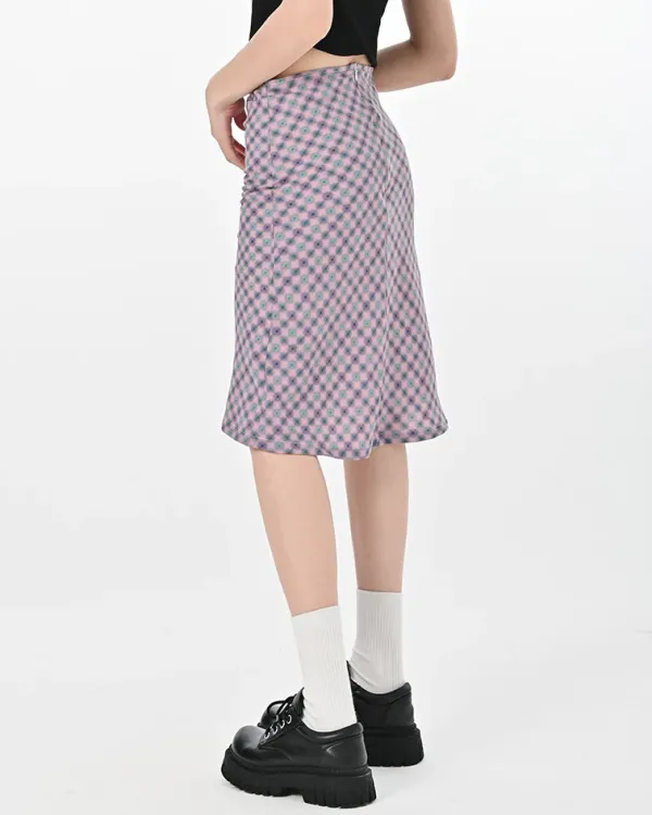 Skirts*Boogzel Clothing Lavender Plaid Midi Skirt Purple