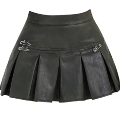 Skirts*Boogzel Clothing Leather Mini Skirt with Safety Pins