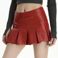 Skirts*Boogzel Clothing Leather Mini Skirt with Safety Pins