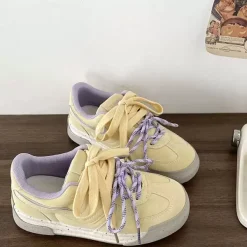 Aesthetic Sneakers*Boogzel Clothing Lemon Cream & Lavender Sneakers Yellow/purple