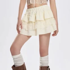 Skirts*Boogzel Clothing Lemon Pie Layered Skirt Beige