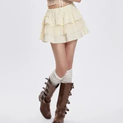 Skirts*Boogzel Clothing Lemon Pie Layered Skirt Beige