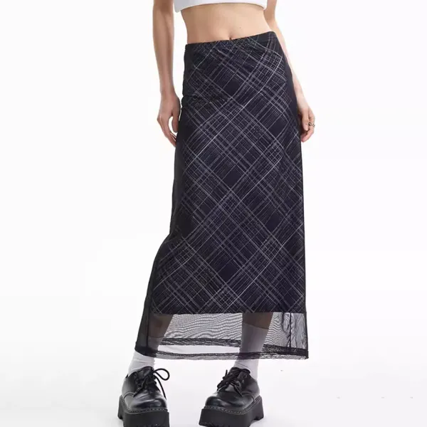 Skirts*Boogzel Clothing Less Conversation Plaid Maxi Skirt Black