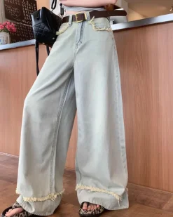 Jeans*Boogzel Clothing Light Frayed Wide-Leg Jeans Blue