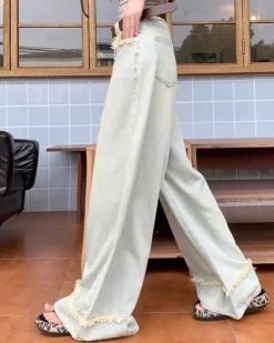 Jeans*Boogzel Clothing Light Frayed Wide-Leg Jeans Blue