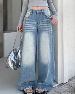 Jeans*Boogzel Clothing Light Washed Wide-Leg Jeans Blue