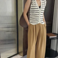 Striped Sweaters|Knit Vests*Boogzel Clothing Like a French Striped Button Up Vest White