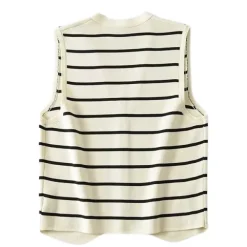 Striped Sweaters|Knit Vests*Boogzel Clothing Like a French Striped Button Up Vest White