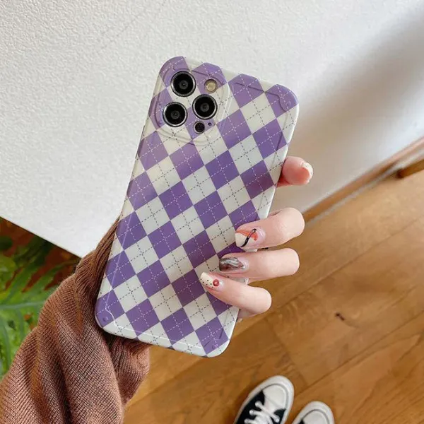 Iphone Cases*Boogzel Clothing Lilac Argyle iPhone Case Purple