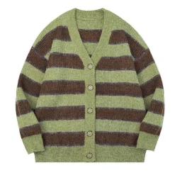 Striped Sweaters|Knit Cardigans*Boogzel Clothing Local Coffee Shop Striped Cardigan Green/brown
