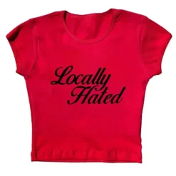 Y2K Tops|Aesthetic T-Shirts & Graphic Tees*Boogzel Clothing Locally Hated Cropped Tee