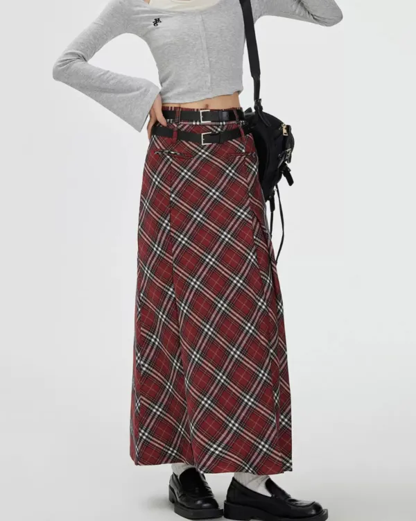 Skirts*Boogzel Clothing London Bridge Plaid Maxi Skirt Red