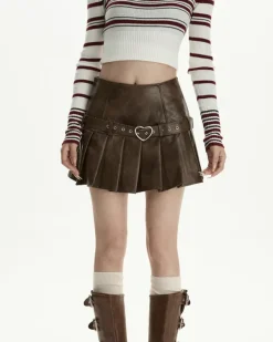 Skirts*Boogzel Clothing Love Bites Leather Pleated Skirt