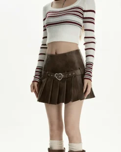 Skirts*Boogzel Clothing Love Bites Leather Pleated Skirt