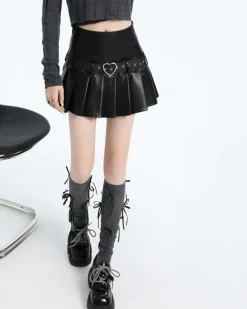 Skirts*Boogzel Clothing Love Bites Leather Pleated Skirt