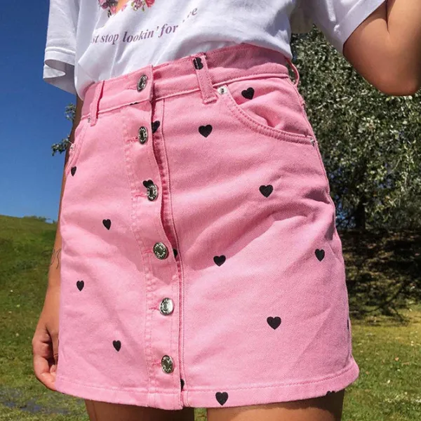 Skirts*Boogzel Clothing Love Bites Skirt Pink