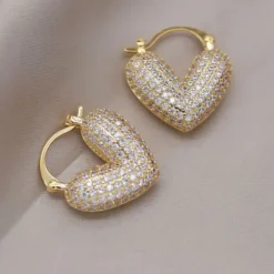 Earrings*Boogzel Clothing Love Me Tender Rhinestone Earrings Gold