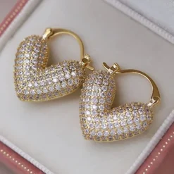Earrings*Boogzel Clothing Love Me Tender Rhinestone Earrings Gold