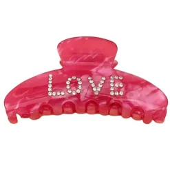 Hair Accessories*Boogzel Clothing Love Rhinestone Hair Claw Pink