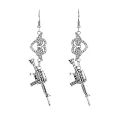 Earrings*Boogzel Clothing Love Roulette Gun Earrings Silver