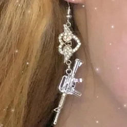 Earrings*Boogzel Clothing Love Roulette Gun Earrings Silver