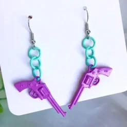 Earrings*Boogzel Clothing Love Roulette Gun Earrings Purple/blue