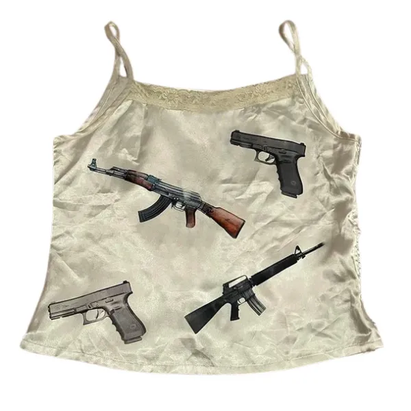 Y2K Tops|Crop Tops*Boogzel Clothing Love Roulette Gun Tank Top in White