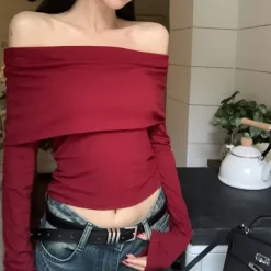 Y2K Tops|Long Sleeve Tops*Boogzel Clothing Love So Dangerous Bardot Top Red