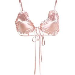 Crop Tops*Boogzel Clothing Lovecore Satin Bra Top Pink
