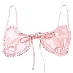 Crop Tops*Boogzel Clothing Lovecore Satin Bra Top Pink