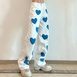 Pants & Trousers*Boogzel Clothing Lovesick Wide Pants White/blue