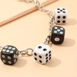 Necklaces & Chokers*Boogzel Clothing Lucky Roll Dice Necklace Black/white