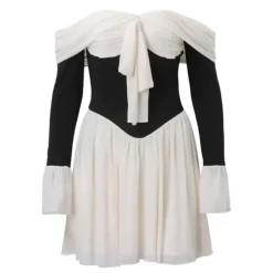 Dresses & Rompers*Boogzel Clothing Mademoiselle Bow Off Shoulder Dress Black/white